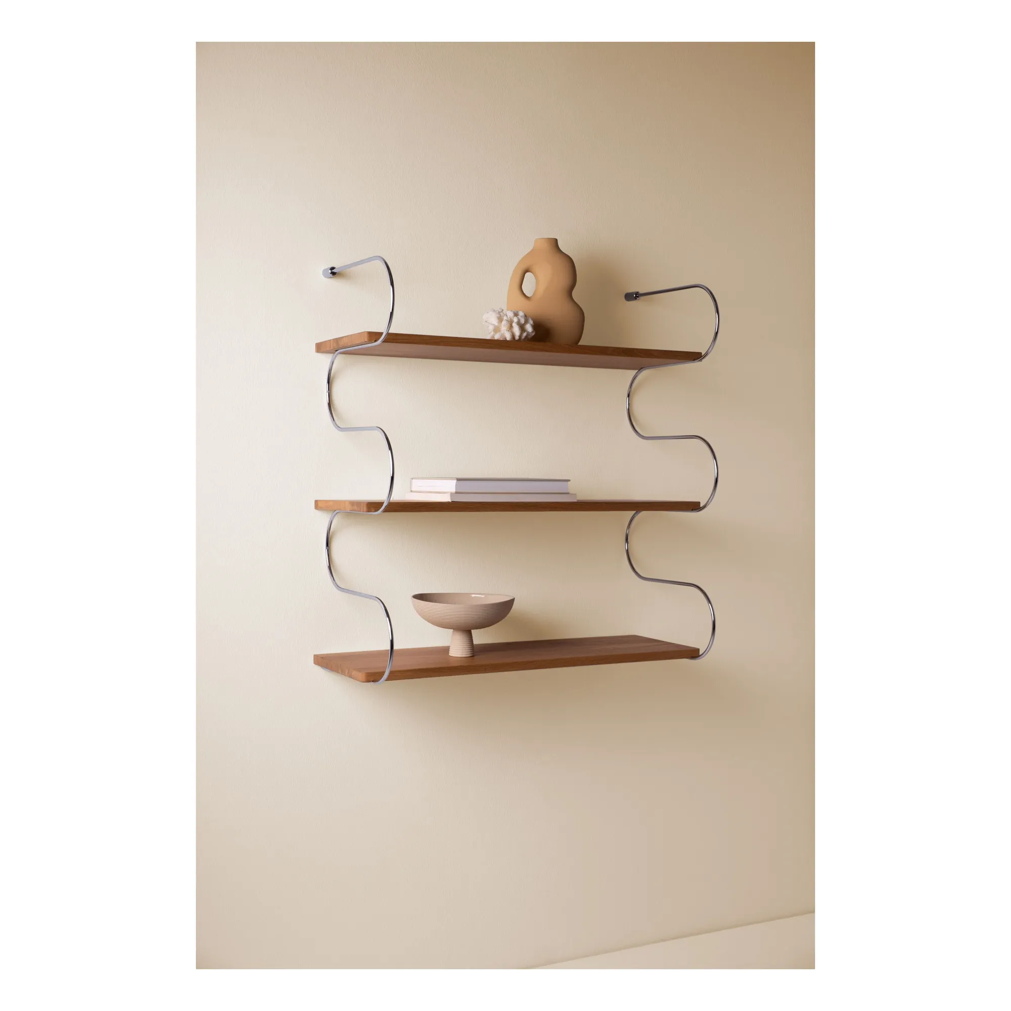 Etagère en bois de chêne Onda | Chromé- Image produit n°1