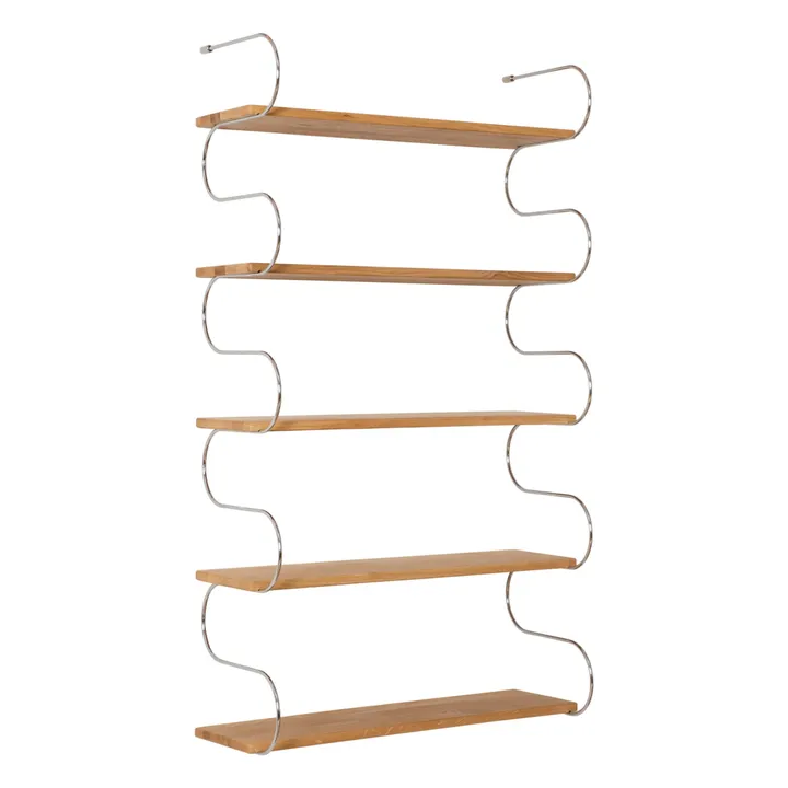 Onda oak wood shelf | Chrome- Product image n°0