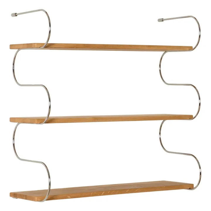 Onda oak wood shelf | Chrome- Product image n°0