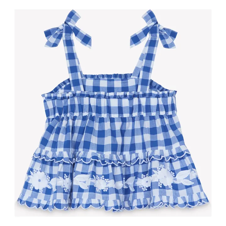 Conjunto de top bordado y pantalón corto de guinga | Azul Rey- Imagen del producto n°5