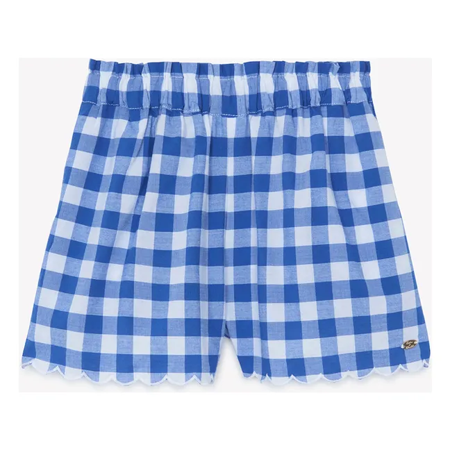 Conjunto de top bordado y pantalón corto de guinga | Azul Rey