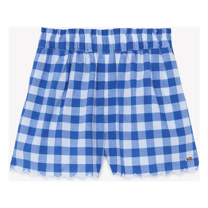 Conjunto de top bordado y pantalón corto de guinga | Azul Rey- Imagen del producto n°6