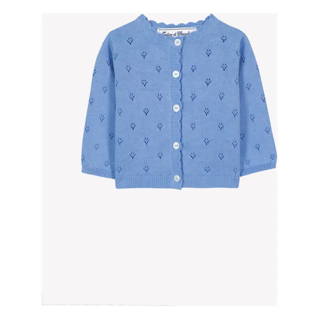 Pointelle cardigan | Azure blue