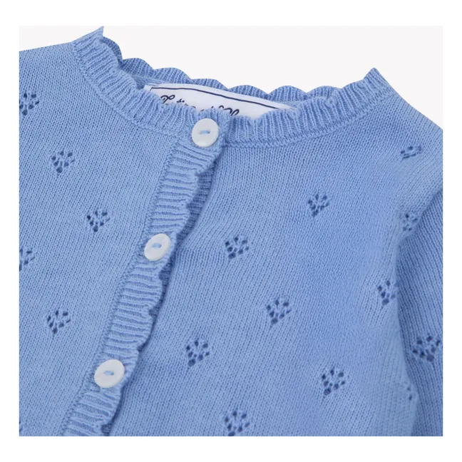 Cardigan Pointelle | Bleu azur