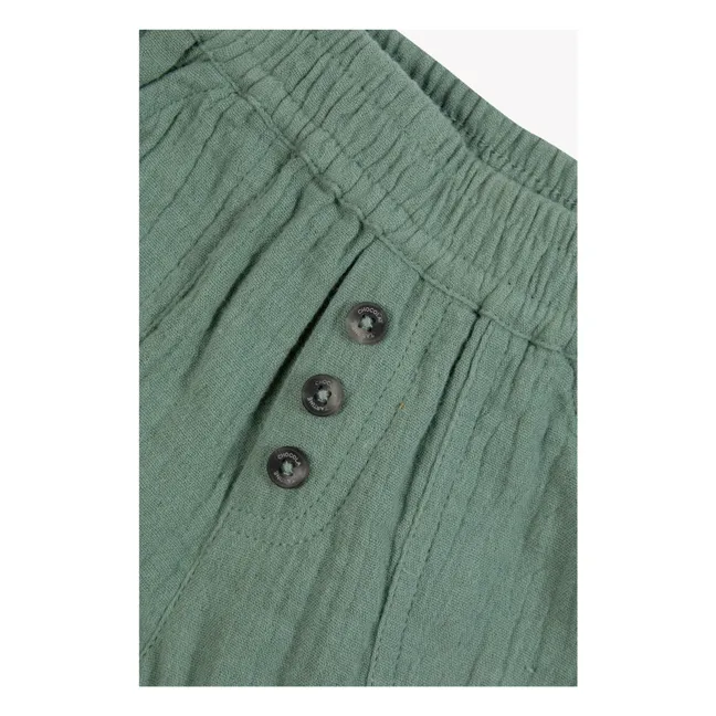 Pantalones cortos de gasa de algodón con botones | Khaki