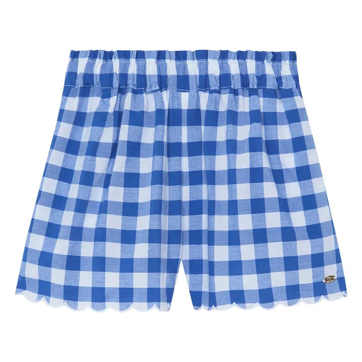 Conjunto de top bordado y pantalón corto de guinga | Azul Rey- Imagen del producto n°8