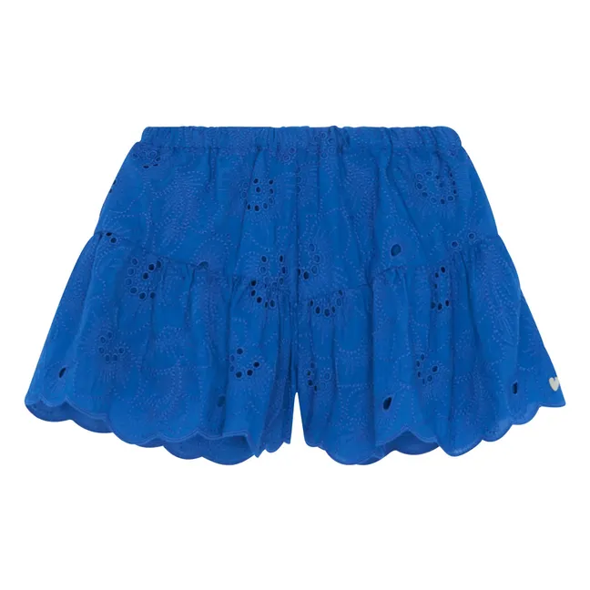 Short Brodé Fleurs | Bleu roi