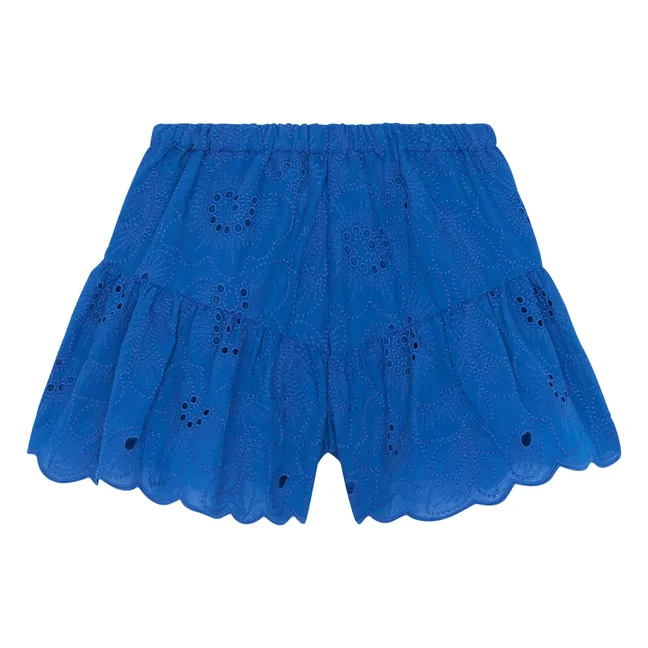 Short Brodé Fleurs | Bleu roi