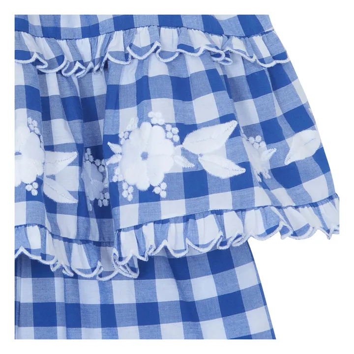 Conjunto de top bordado y pantalón corto de guinga | Azul Rey- Imagen del producto n°4