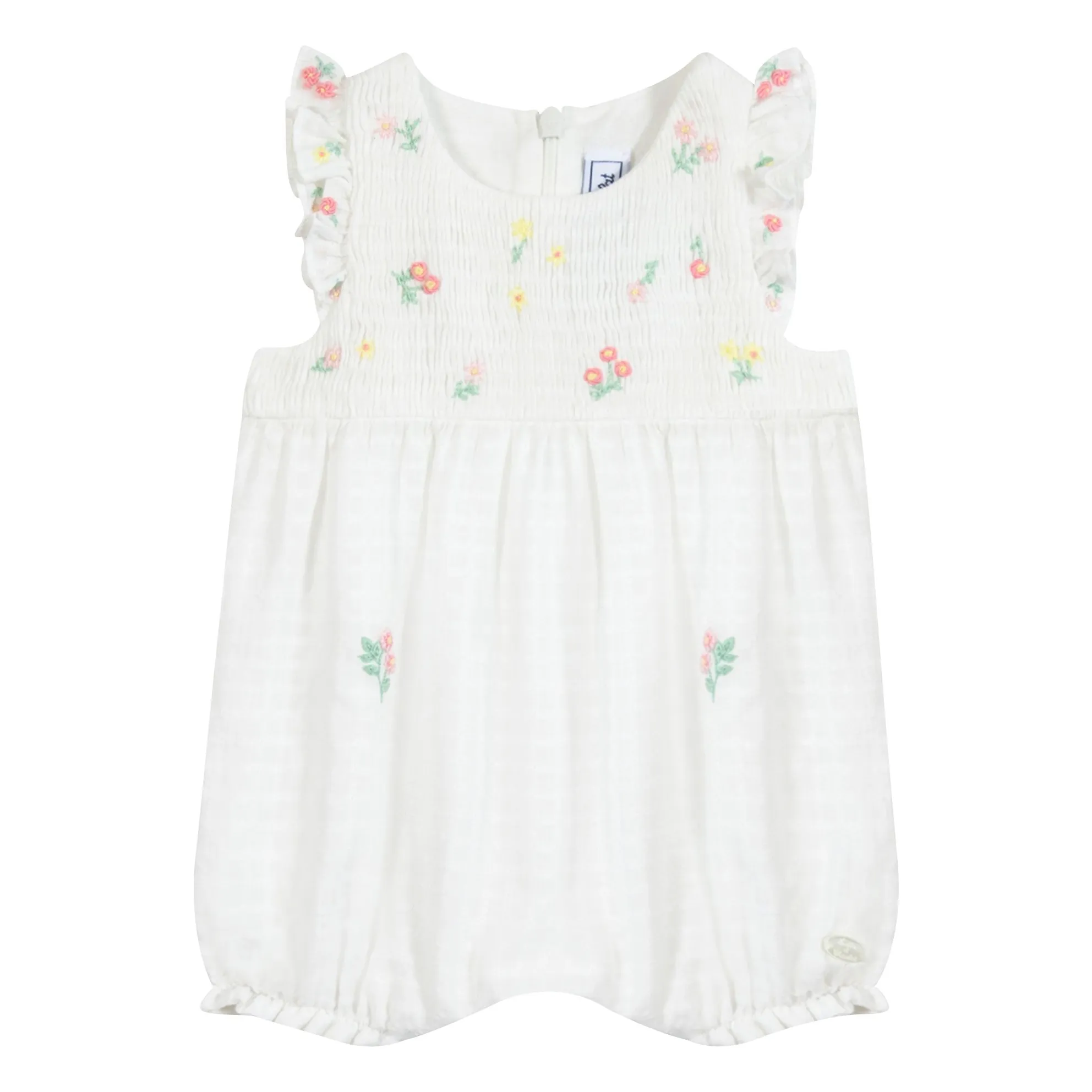 Tartine Et Chocolat White Flower Embroidered Playsuit