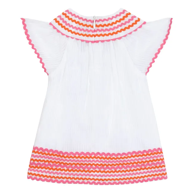 Robe Smockée Vagues | Blanc