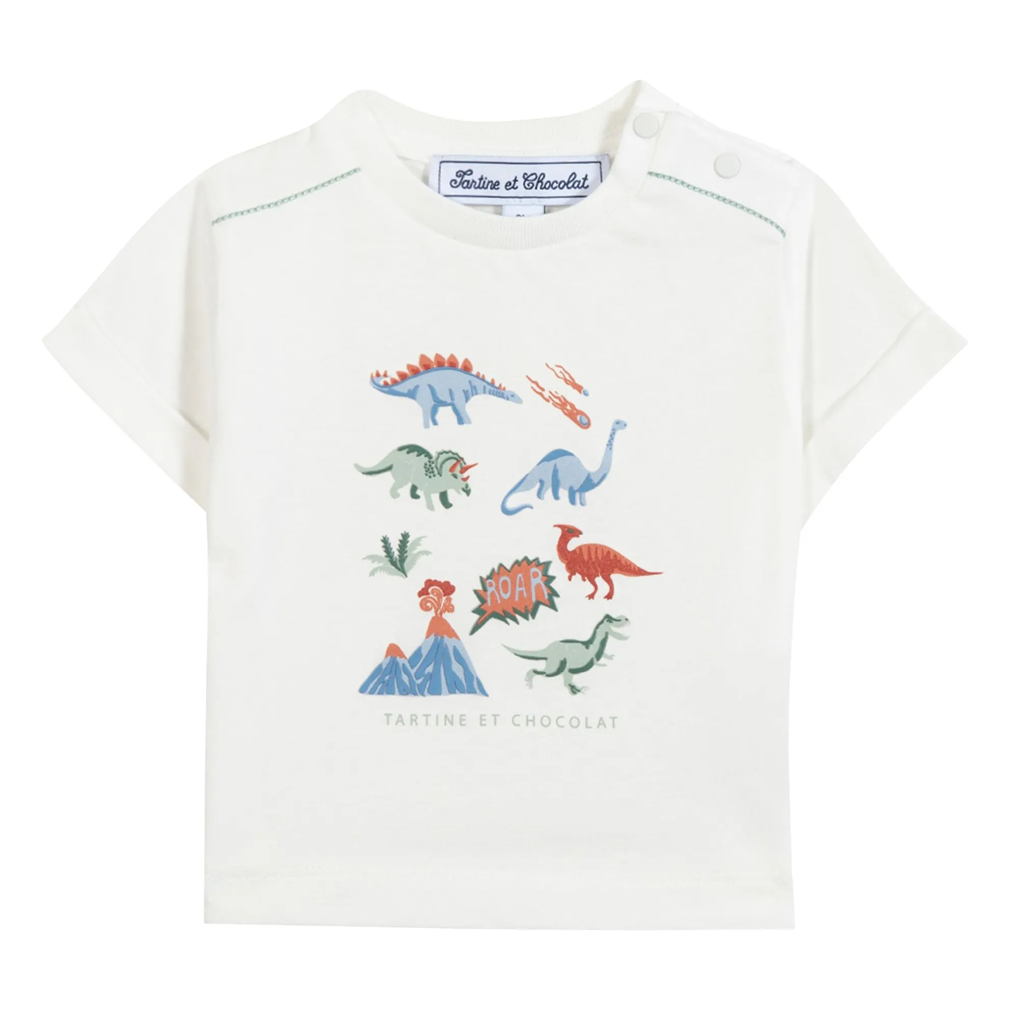 Tartine Et Chocolat Ecru Dinosaurs T-Shirt