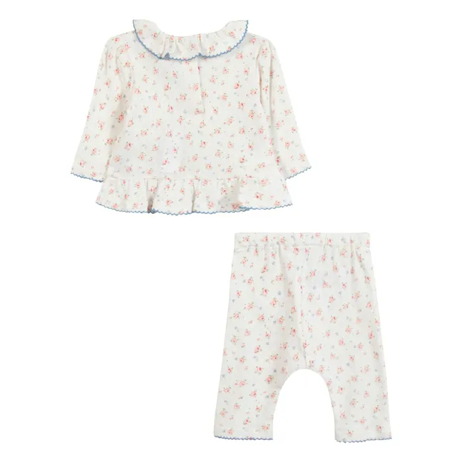 Ensemble T-shirt et Legging Fleuri | Ecru