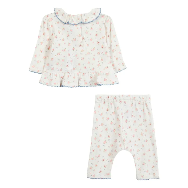 Ensemble T-shirt et Legging Fleuri | Ecru- Image produit n°2
