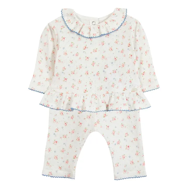 Ensemble T-shirt et Legging Fleuri | Ecru