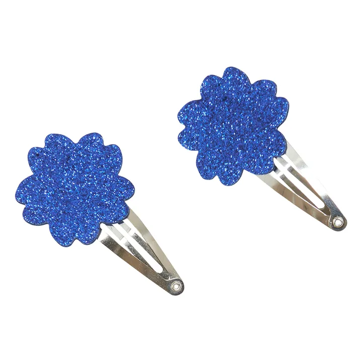 Lot de 2 Barettes Hibiscus Paillettes | Bleu roi- Image produit n°0