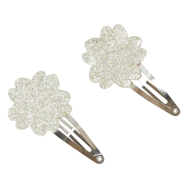 Lot 2 Barettes Hibiscus Paillettes | Doré