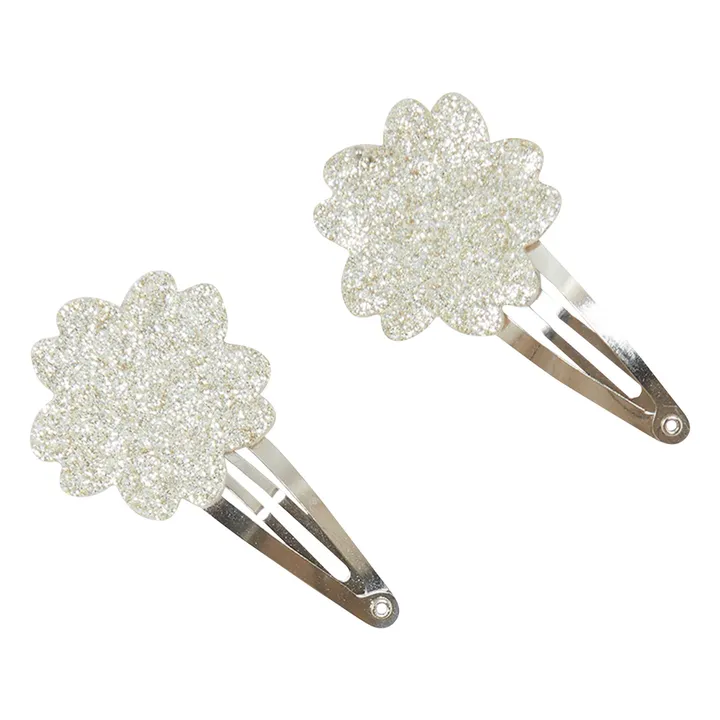 Lot 2 Barettes Hibiscus Paillettes | Doré- Image produit n°2