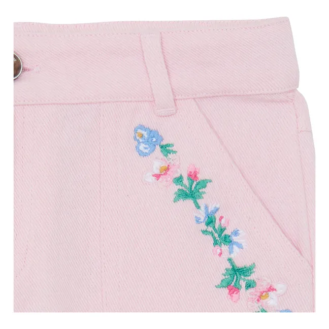 Pantalon Poches Brodées | Rose poudré