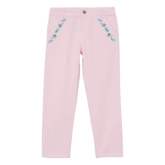 Pantalon Poches Brodées | Rose poudré