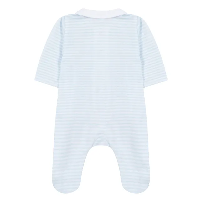 Pyjama Col Animaux Rayé | Bleu ciel
