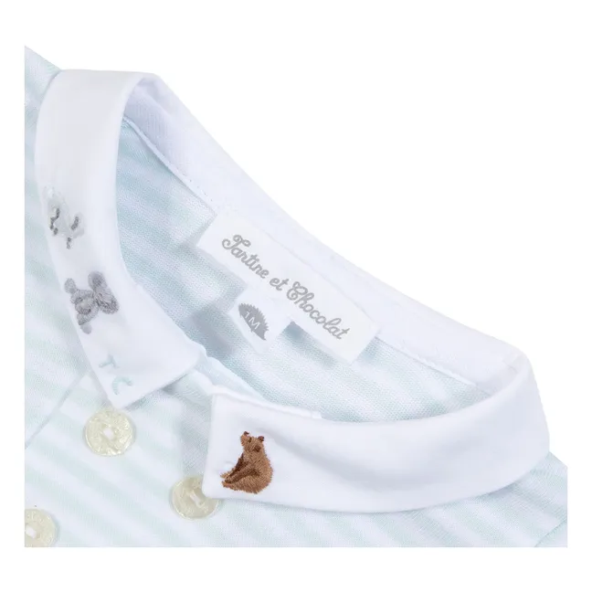 Pijama de rayas con cuello de animal | Azul Cielo