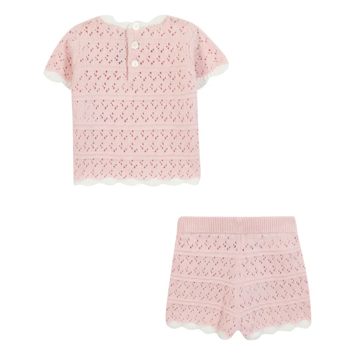 Ensemble T-shirt et Short Pointelle | Rose pâle- Image produit n°2