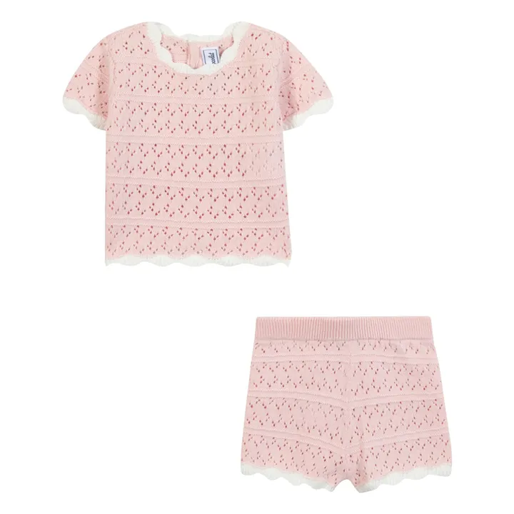 Ensemble T-shirt et Short Pointelle | Rose pâle- Image produit n°1