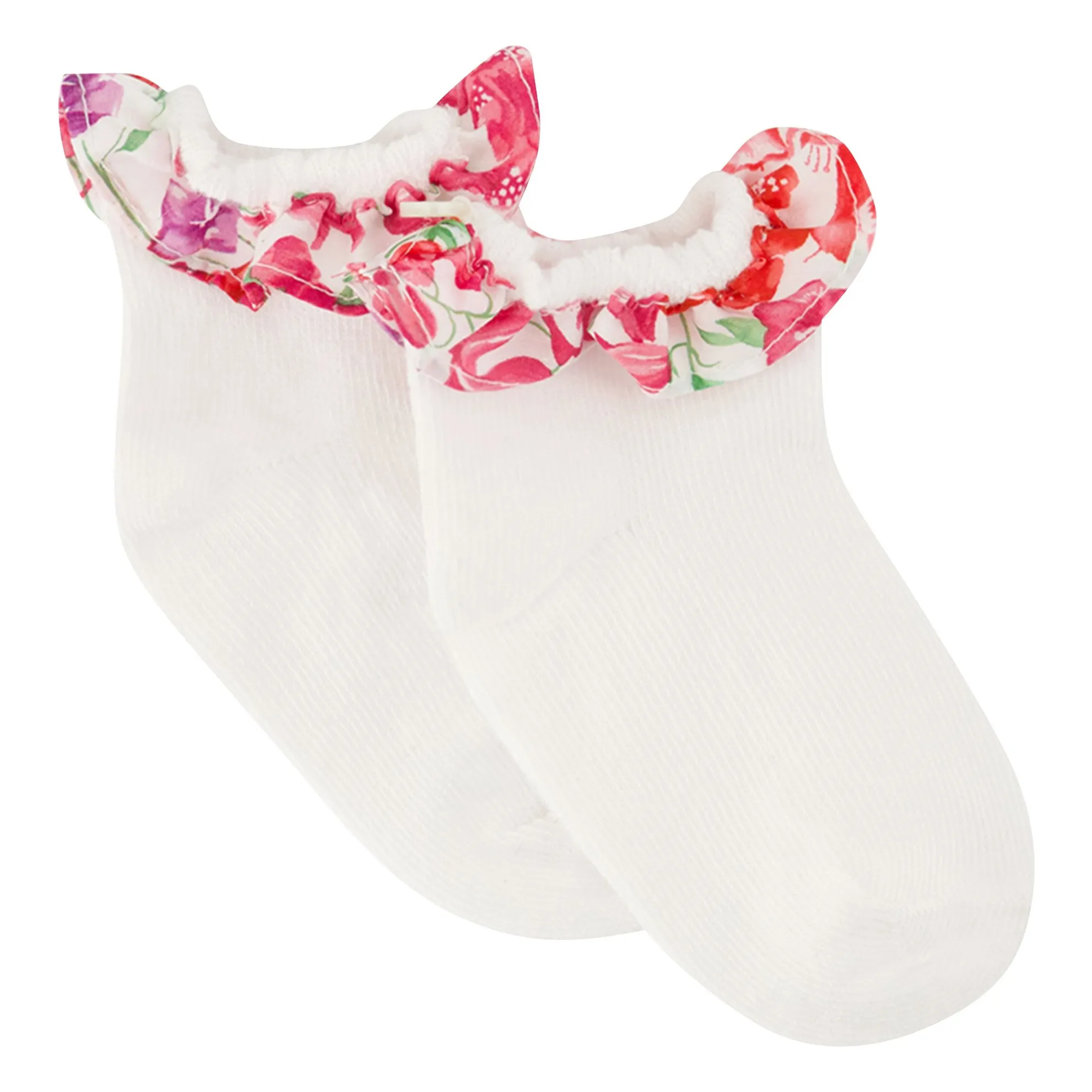 Tartine Et Chocolat Girls Candy Pink Liberty Ruffled Socks