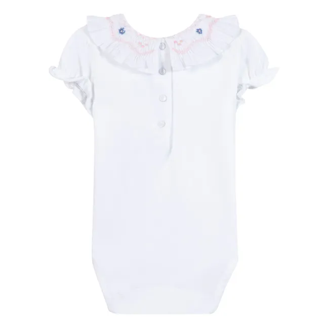 Body Col Brodé Fleurs | Blanc