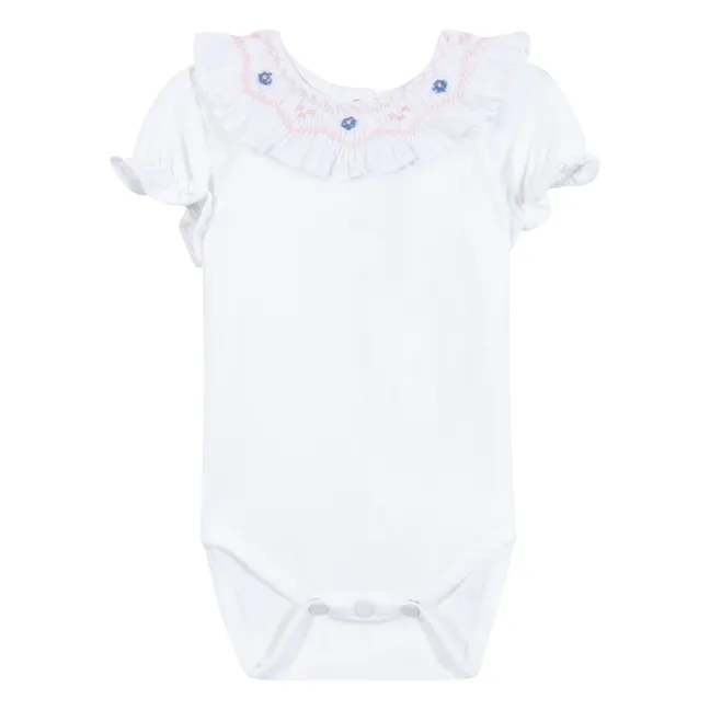 Body con cuello bordado de flores | Blanco