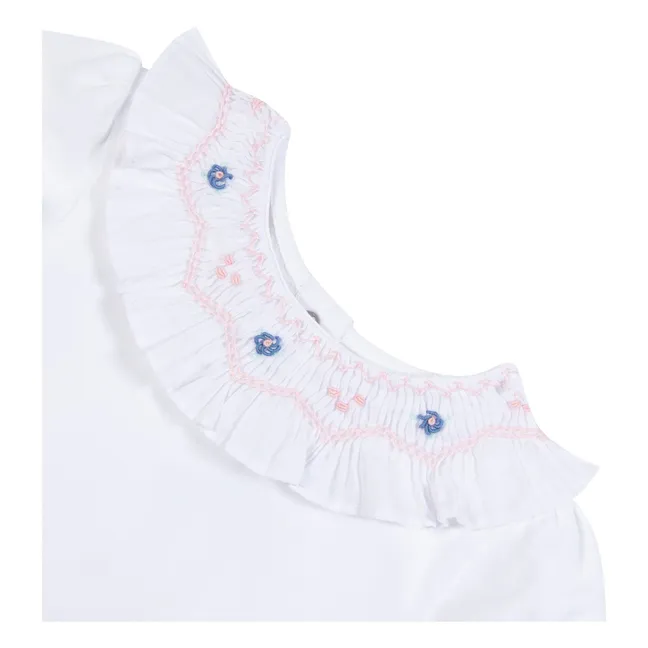 Body con cuello bordado de flores | Blanco