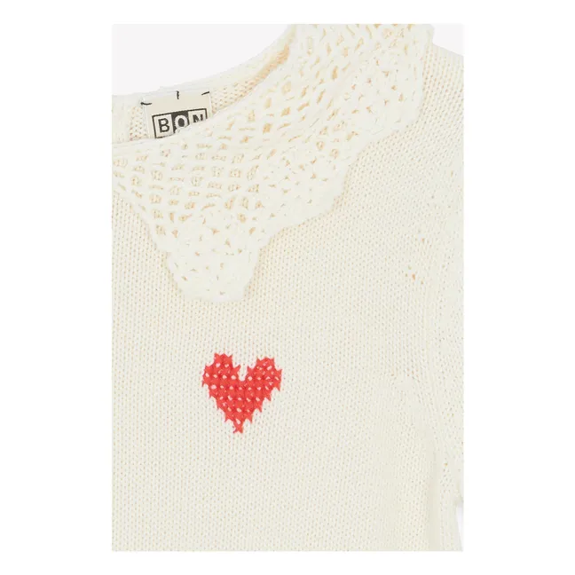 Pull Manches Courtes Col Claudine Niko | Ecru