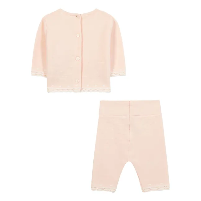 Conjunto de jersey y mallas de punto con festón | Rosa Pálido