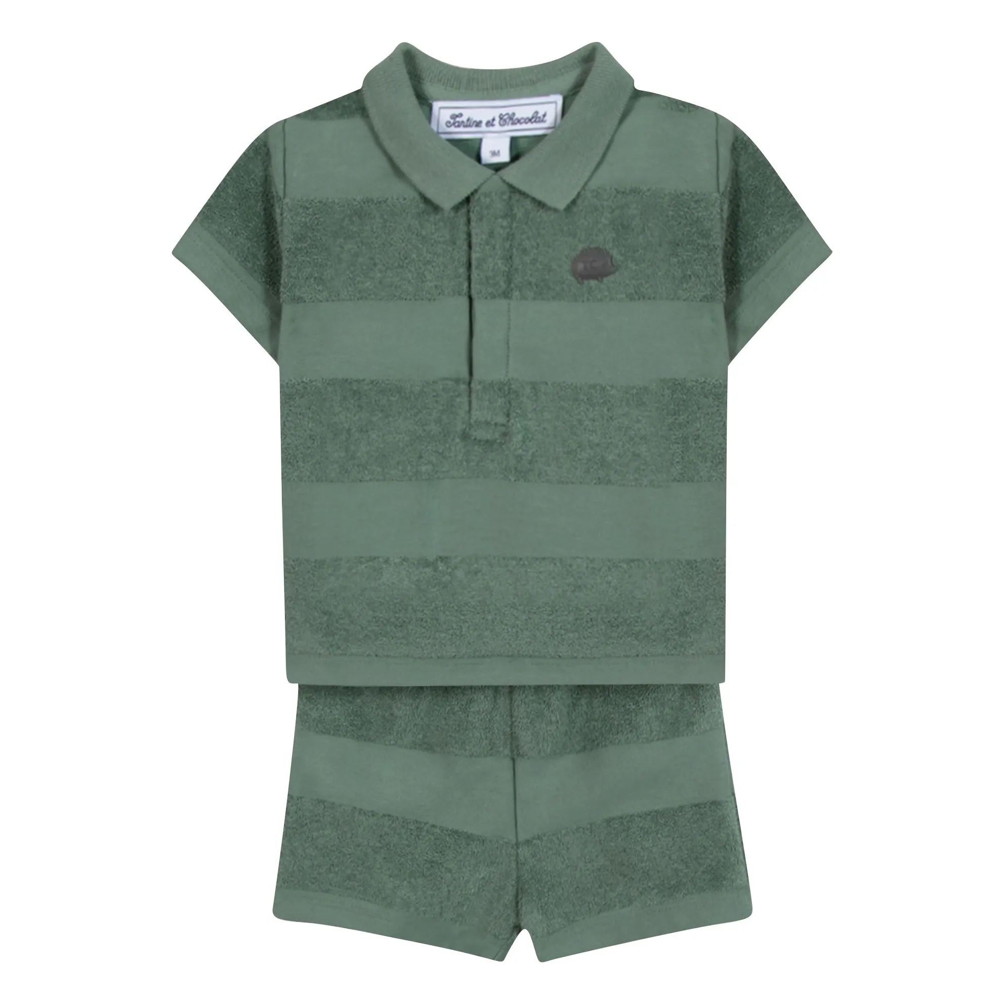Tartine Et Chocolat Khaki Polo Shorts And Towelling Set