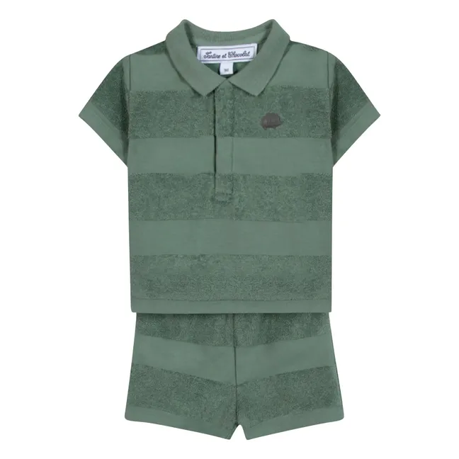 Conjunto de polo y pantalón corto de rizo | Khaki