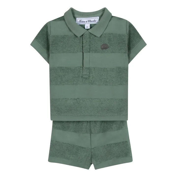 Conjunto de polo y pantalón corto de rizo | Khaki- Imagen del producto n°0