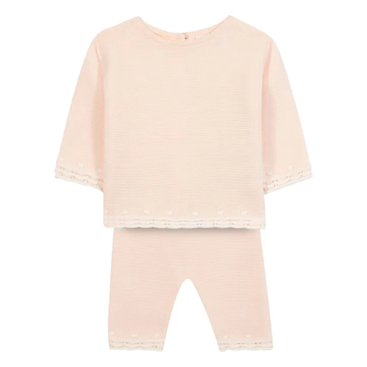Ensemble Pull et Legging Feston Maille | Rose pâle- Image produit n°0