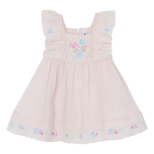 Robe Brodée Feston | Rose pâle