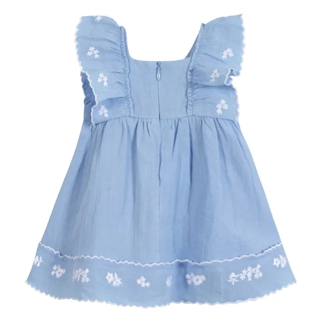 Robe Brodée Feston | Bleu azur