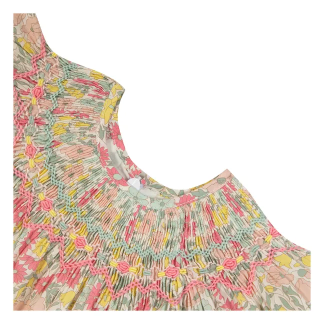 Flowery Smocked Dress | Yellow