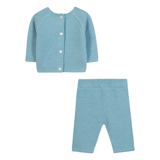 Ensemble Pull et Legging Maille | Bleu horizon