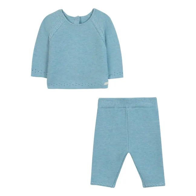 Conjunto de jersey y legging de punto | Azul cielo