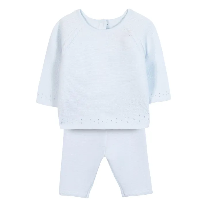 Ensemble Pull et Legging Maille | Bleu ciel- Image produit n°0