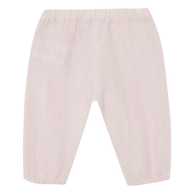Pantalon Volants Lin | Rose pâle
