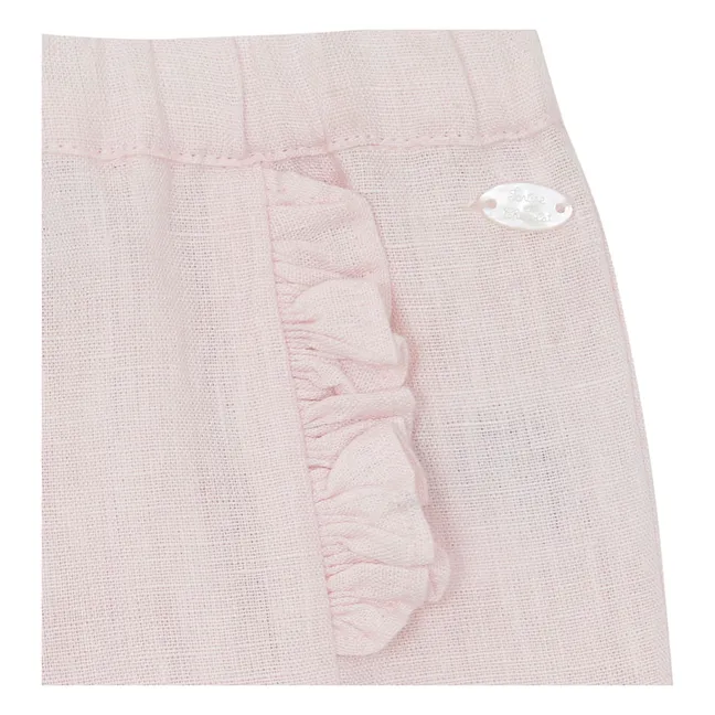 Pantalon Volants Lin | Rose pâle