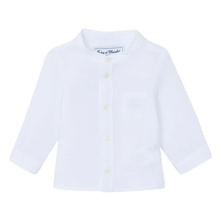 Camisa de bolsillo de gasa de algodón | Blanco- Imagen del producto n°0