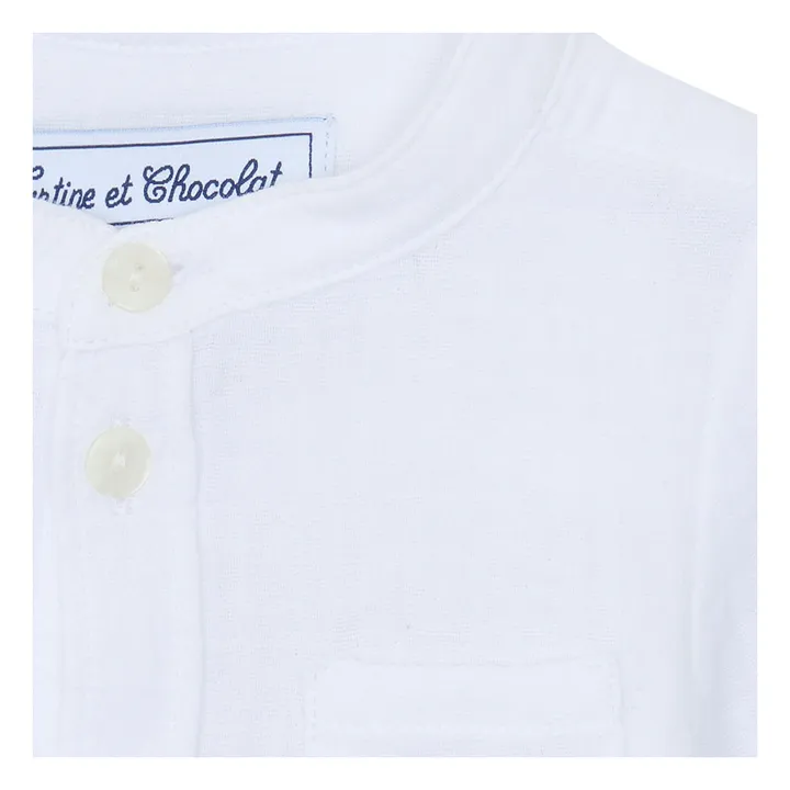 Camisa de bolsillo de gasa de algodón | Blanco- Imagen del producto n°1