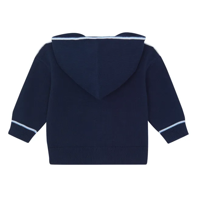 Sudadera con cremallera y rayas de contraste | Azul Marino