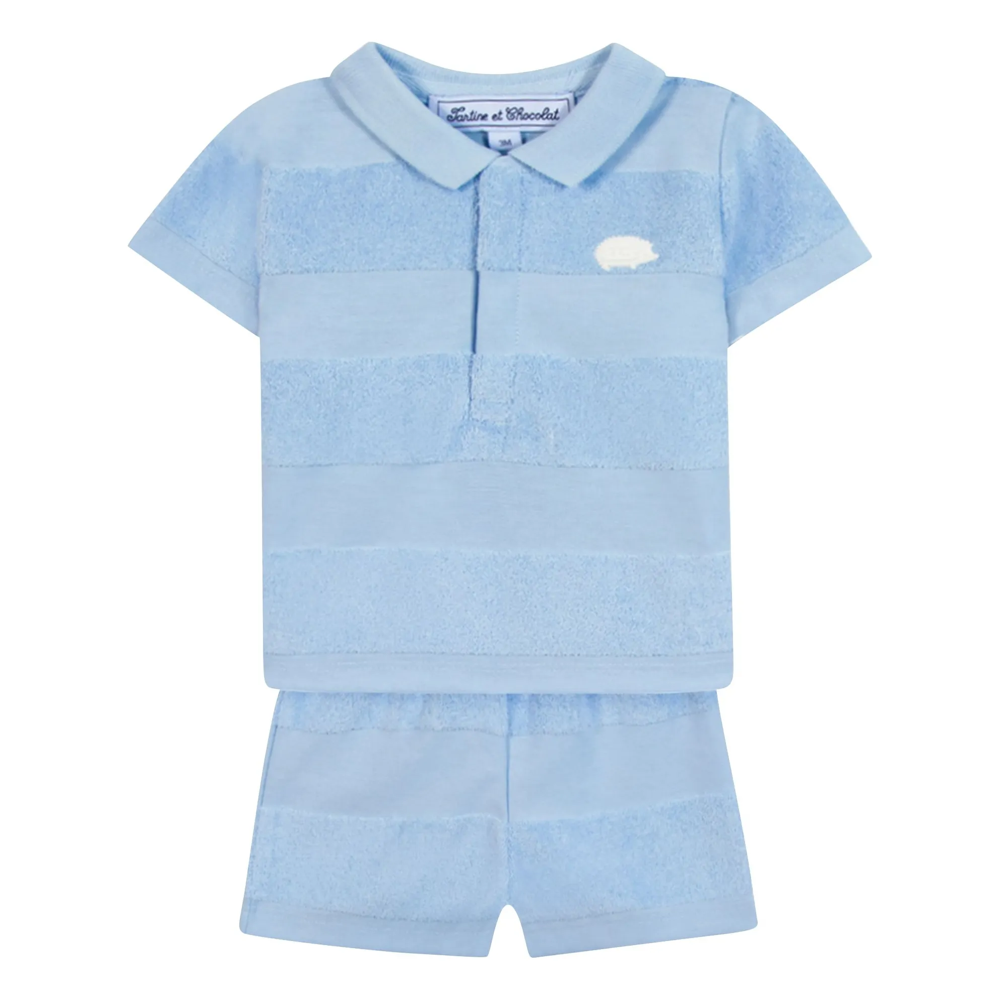 Tartine Et Chocolat Light Blue Polo Shorts And Towelling Set